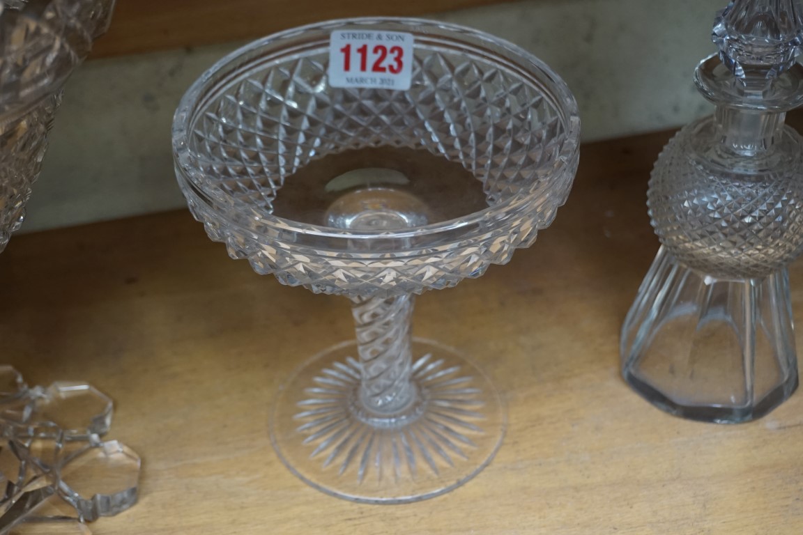 An antique cut glass pedestal vase, with petal foot, 24cm high; together with a Stuart cut glass - Image 3 of 5