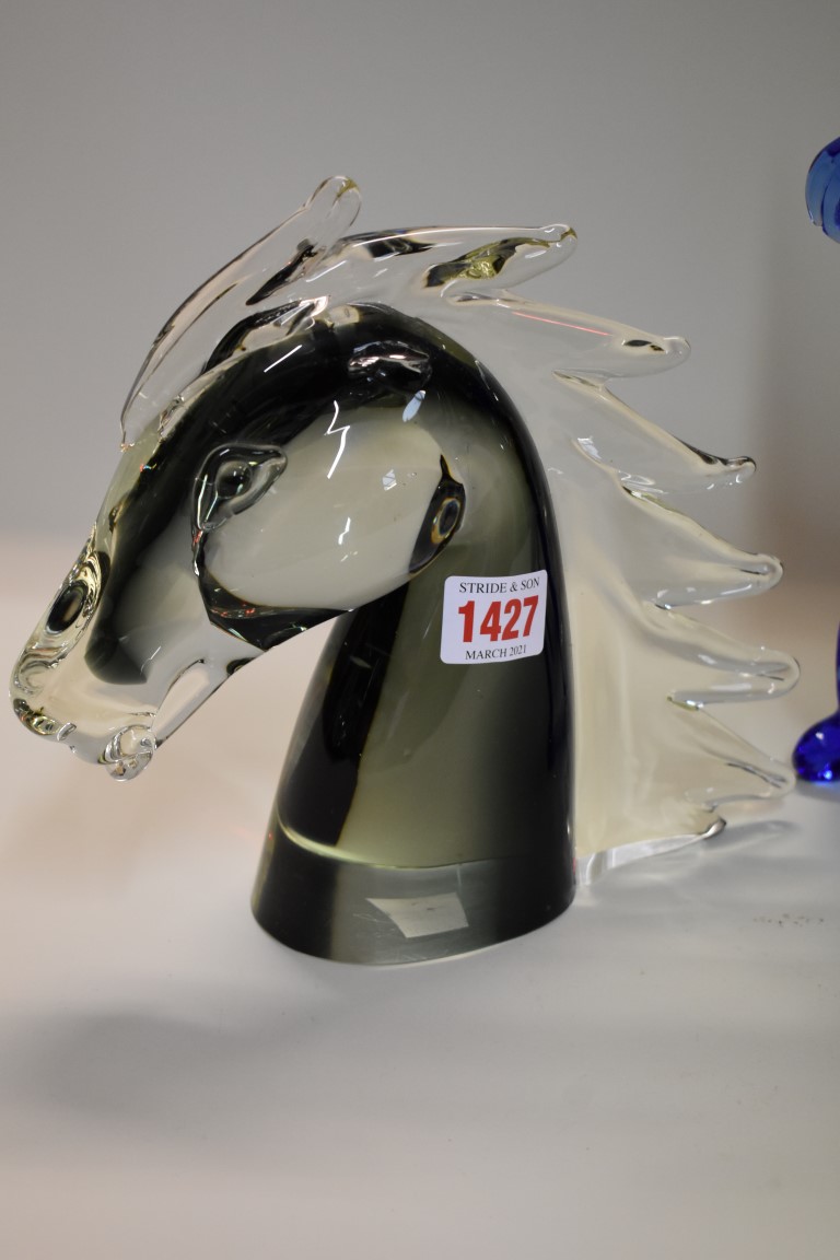 A Murano glass novelty poodle, 31cm high; together with another glass horse's head, 20cm high. (2) - Image 2 of 11