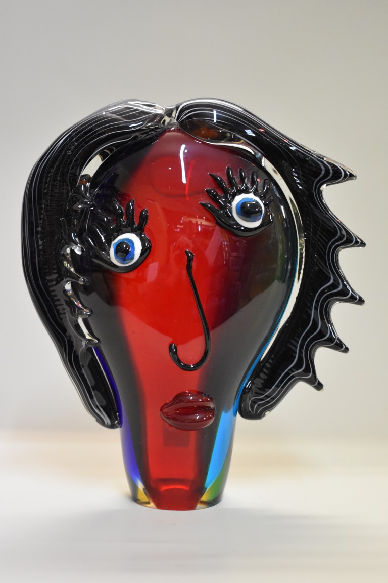 A Murano glass head, 31cm high.