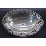 A silver pierced oval fruit dish, by William Hutton & Sons Ltd, Sheffield 1938, 29cm, 512g.