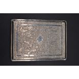 A Persian white metal cigarette case, stamped 'Varton A.O 84', having chased decoration, 10.5cm