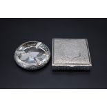 A Persian .84 silver cigarette box, by H P ?, probably Isfahan, 9cm; together with a similar white