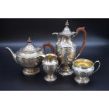 A silver four piece tea set, by Mappin & Webb, Sheffield 1927, 1477g all in.