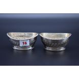 A pair of George III silver boat shaped salts, London 1802, 10.5cm, 165g.