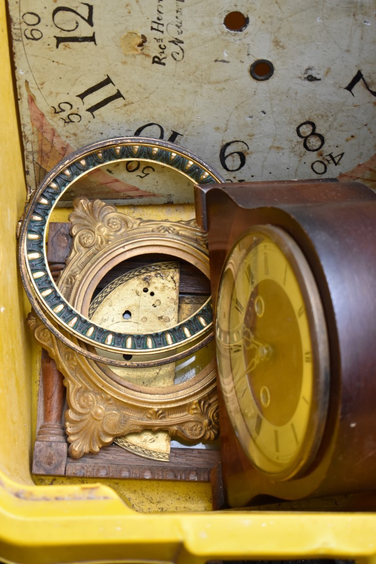 A quantity of clock parts; together with two old longcase clock hoods.Collection of this lot is - Image 3 of 3