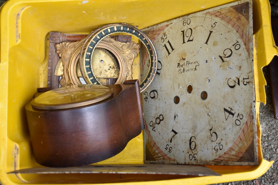 A quantity of clock parts; together with two old longcase clock hoods.Collection of this lot is - Image 2 of 3