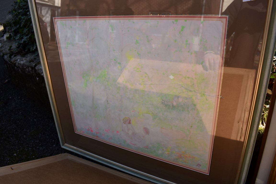 Three paintings signed 'R'; together with a map and one other picture.Collection of this lot is - Image 6 of 6