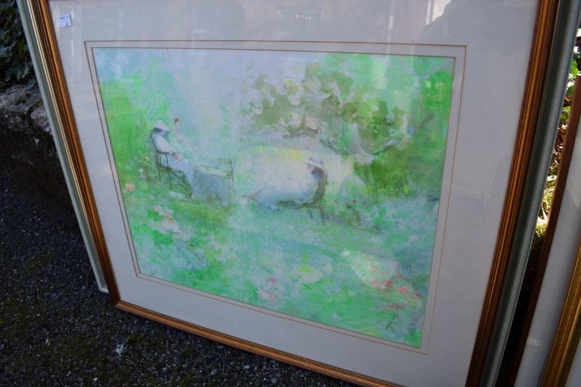 Three paintings signed 'R'; together with a map and one other picture.Collection of this lot is - Image 5 of 6