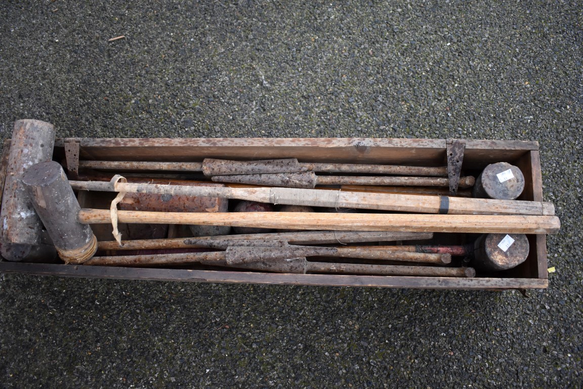An old croquet set in wooden box.Collection of this lot is strictly by appointment on Saturday - Image 4 of 4