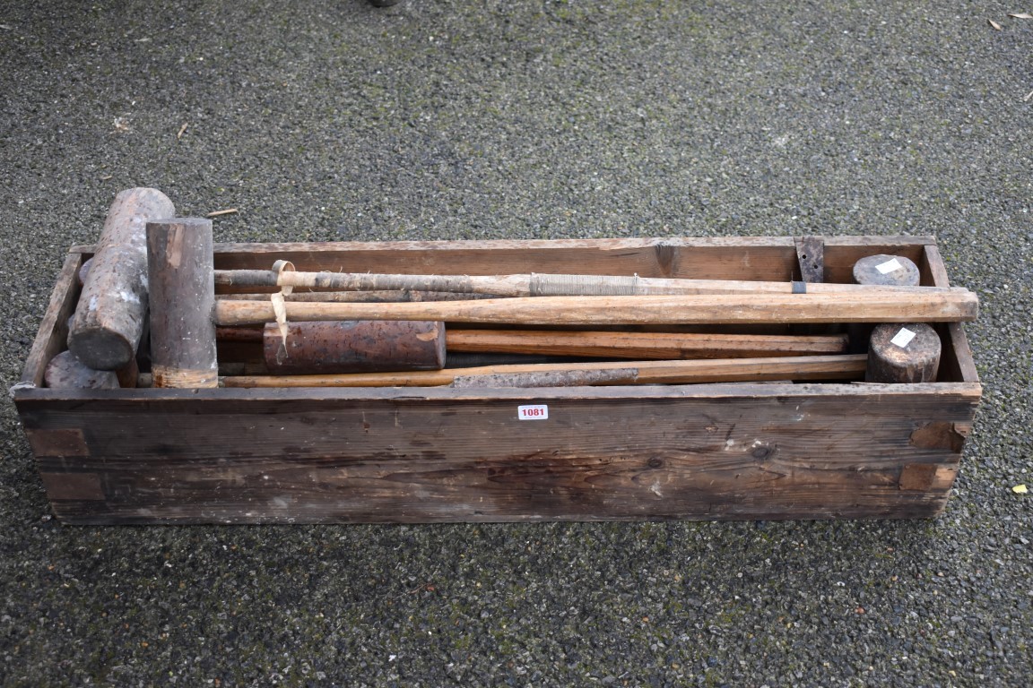 An old croquet set in wooden box.Collection of this lot is strictly by appointment on Saturday - Image 3 of 4