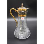 An impressive Victorian style silver gilt mounted cut glass claret jug, by Asprey & Co Ltd, London