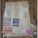 BRISTOL ELECTIONS, 19THc: a collection of approx 57 items tipped onto 4 old folio album leaves,