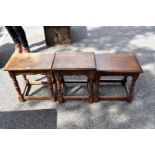 Three reproduction oak joint stools.