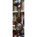 WITHDRAWN FROM SALE: A 19th century mahogany and line inlaid four dial banjo barometer,