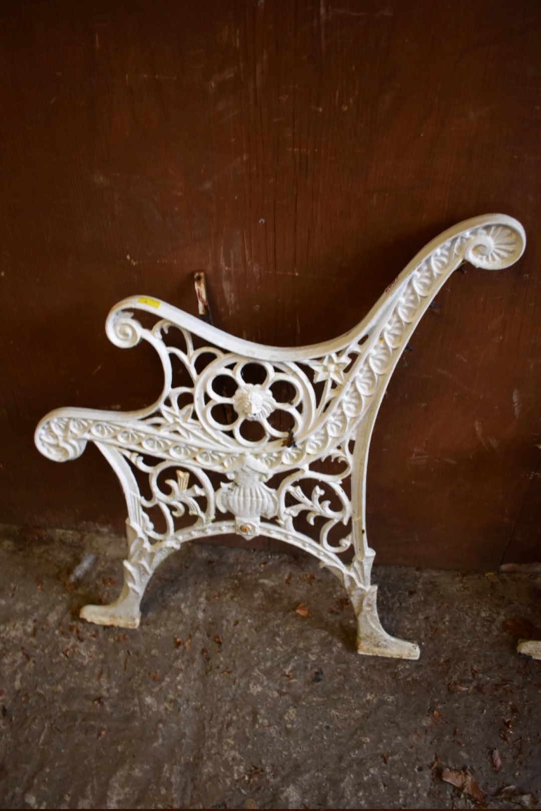 A pair of white painted cast iron bench ends, 73cm high x 60cm wide. - Image 4 of 4