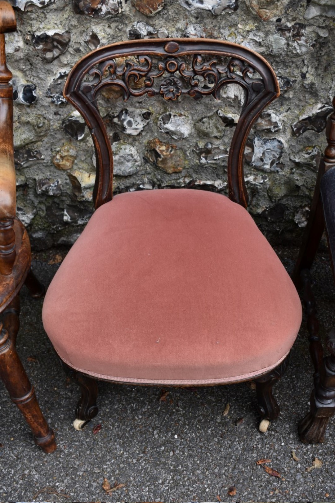 An antique mahogany nursing chair; together with a captains type chair and three others. - Image 4 of 6