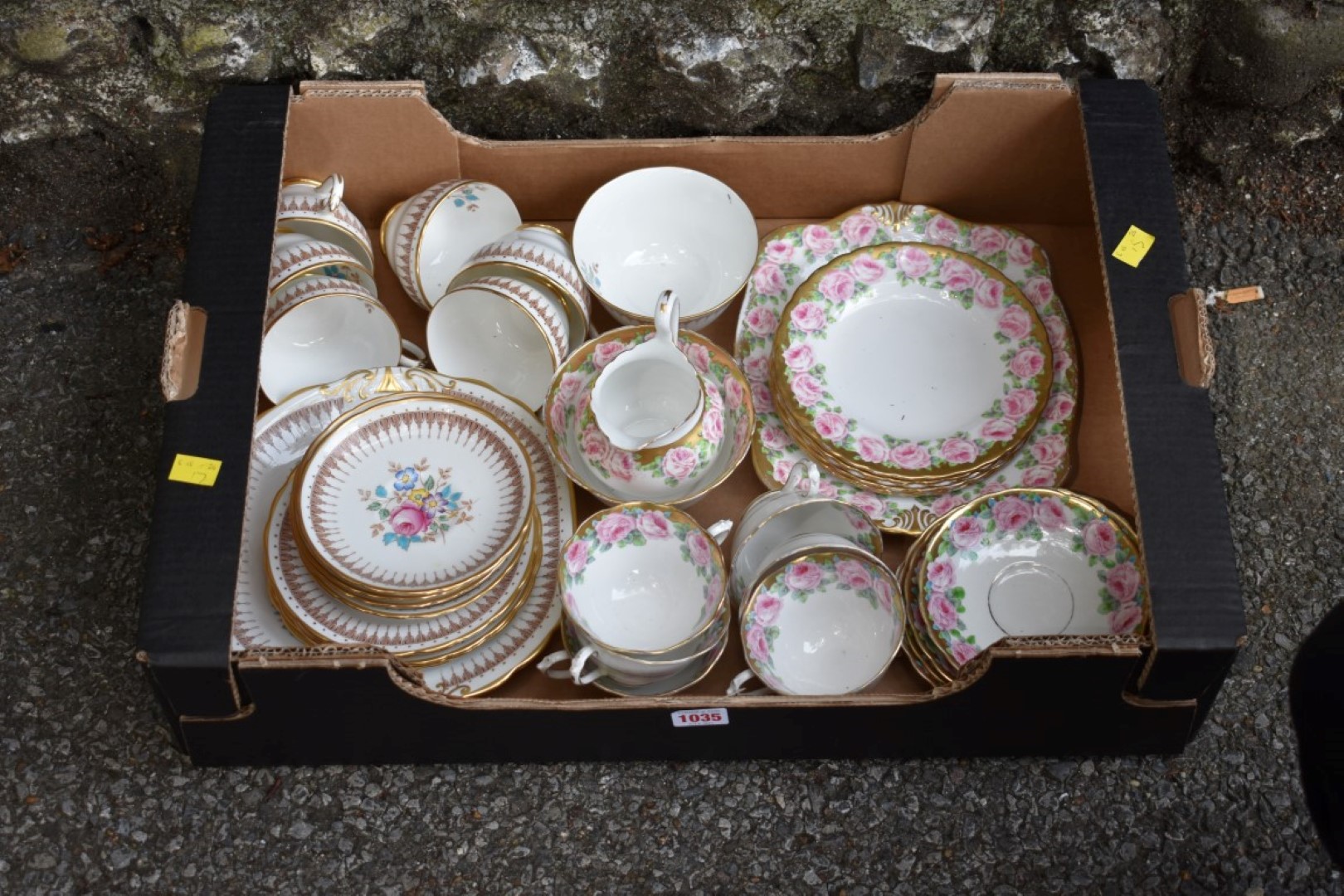 A Chinese twin handled dish; together with a quantity of Wedgwood Montrose china and other part