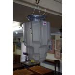 An Art Deco moulded and frosted glass ceiling lantern, height including fitting 33cm.