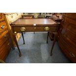 An 18th century Irish mahogany silver table, with shaped gallery top and hoof feet, 79cm wide, (