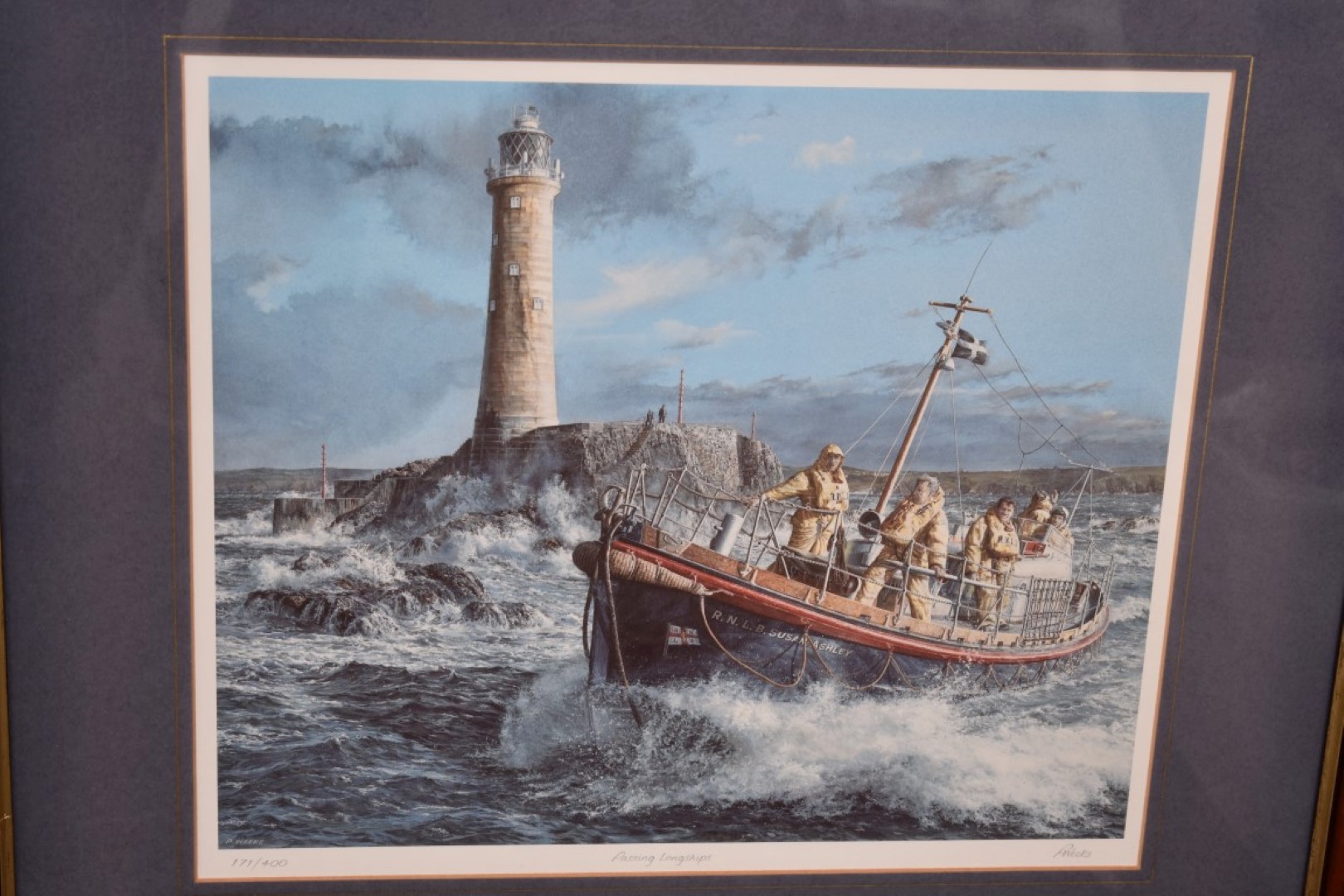 A print by Robert Taylor titled 'The Last Moments Of HMS Hood', pencil signed by Ted Briggs; - Image 3 of 4