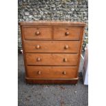 A large Victorian mahogany chest of drawers, 113cm wide x 53cm deep x 126cm high.