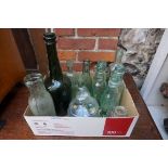 A small collection of glass bottles, to include cod examples; together with a small quantity of