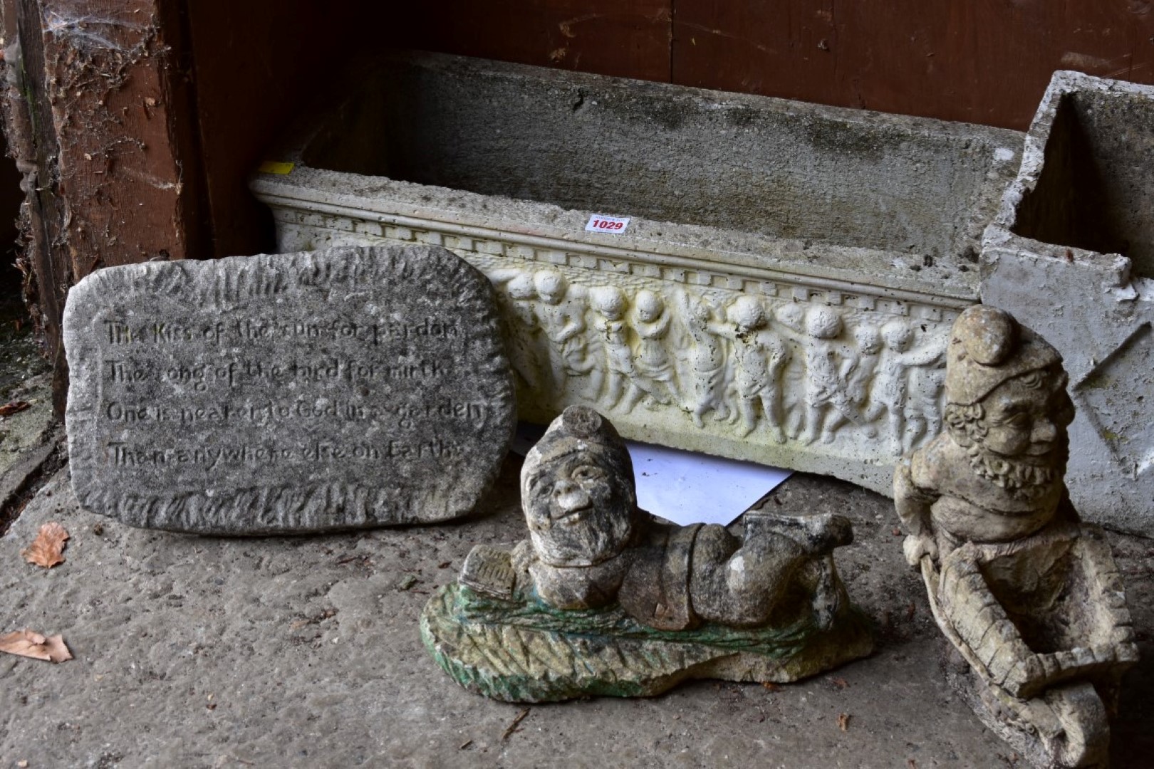 A reconstituted stone planter; together with other garden statuary. - Image 2 of 5