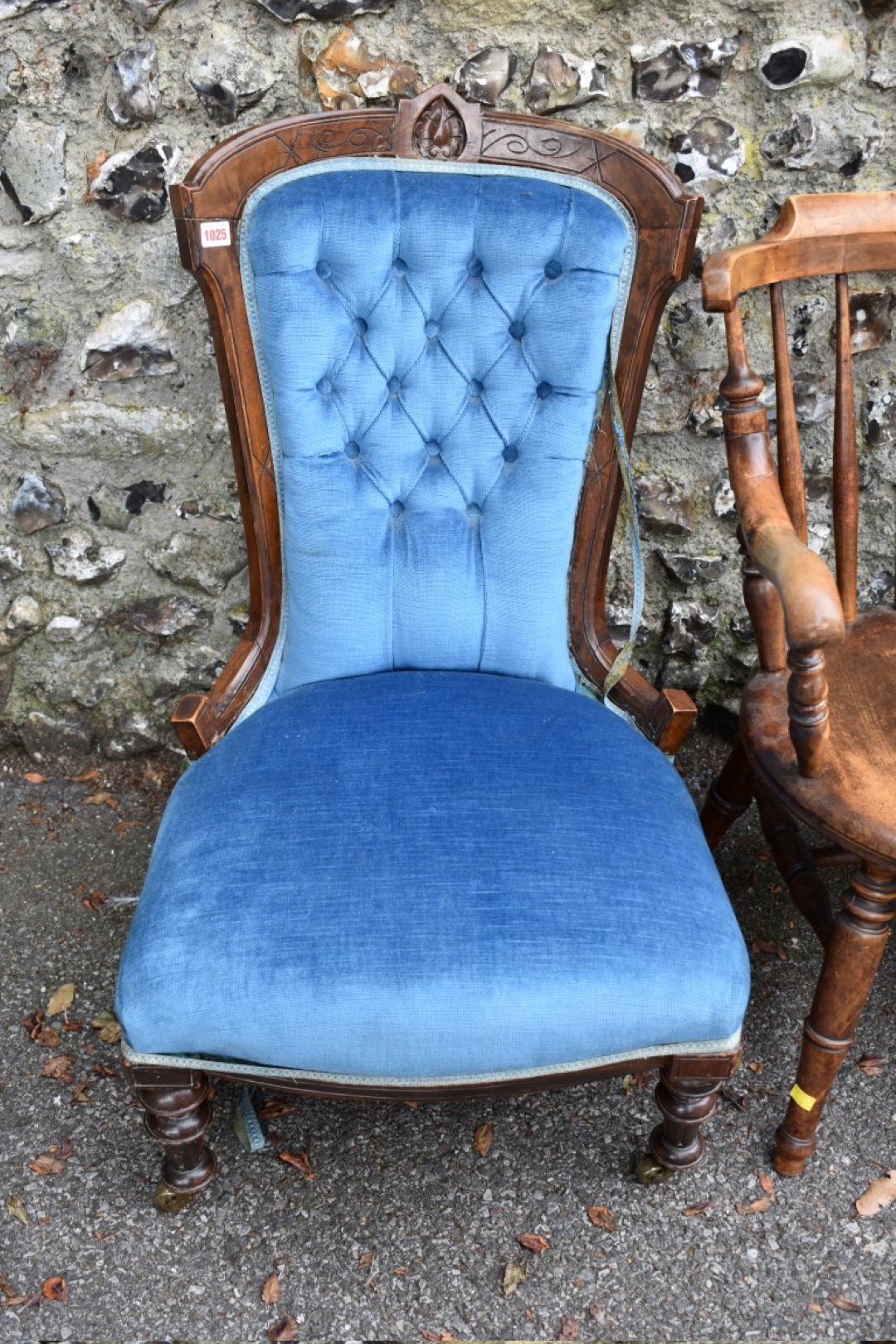 An antique mahogany nursing chair; together with a captains type chair and three others. - Image 2 of 6