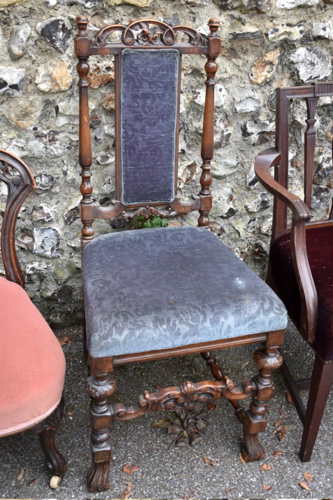 An antique mahogany nursing chair; together with a captains type chair and three others. - Image 5 of 6