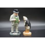A Wade figure 'The Fish Waiter', 13.5cm high; together with a limited edition pottery figure of