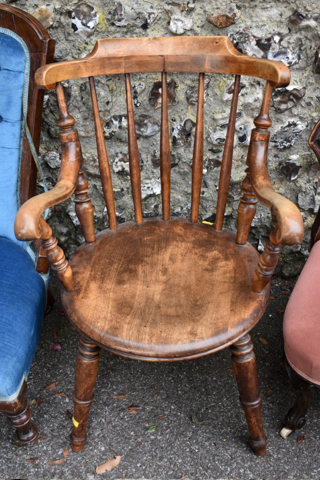 An antique mahogany nursing chair; together with a captains type chair and three others. - Image 3 of 6