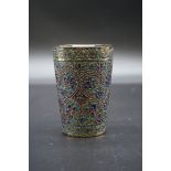 A Kashmiri enamel beaker, early 19th century, 10.5cm high.