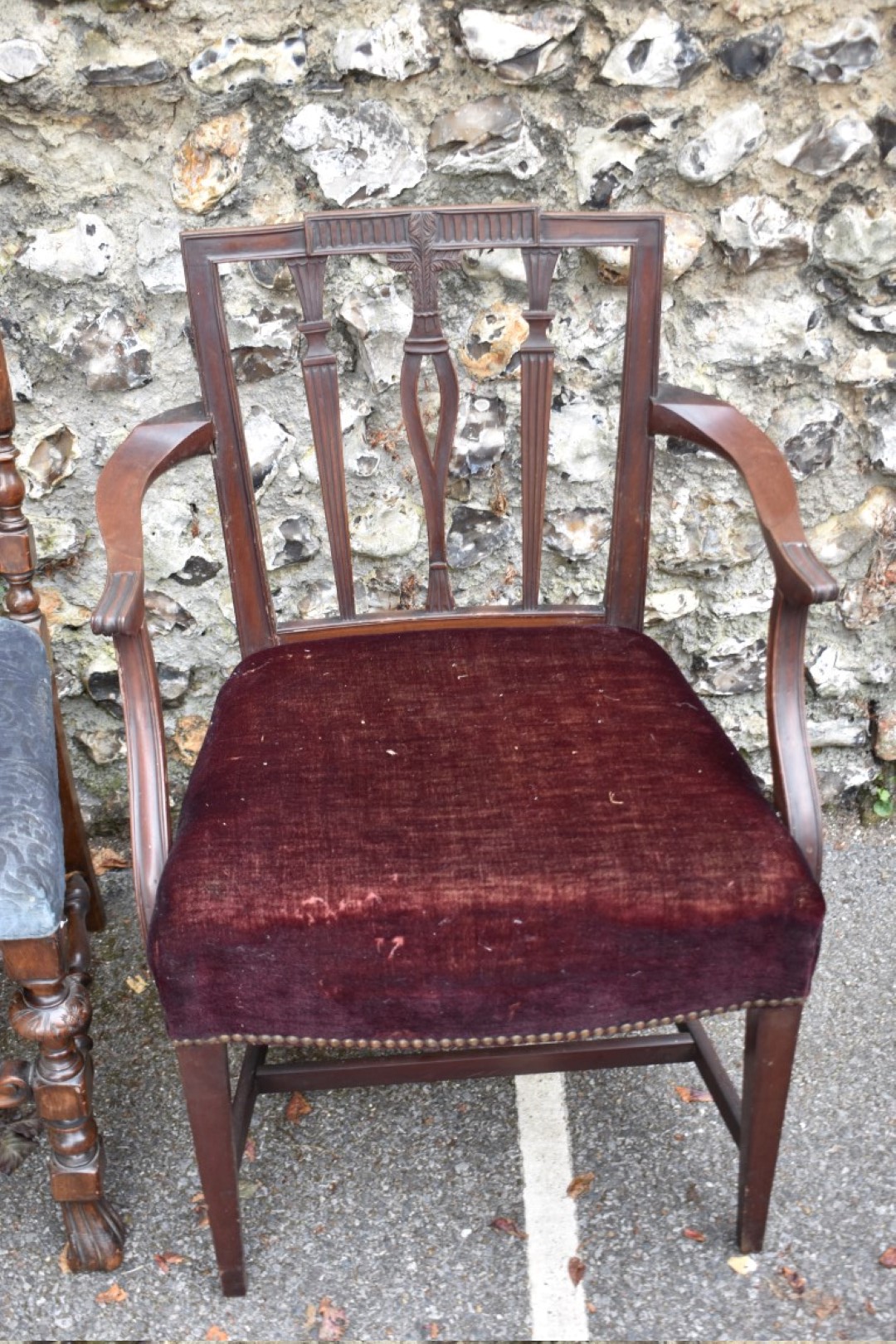 An antique mahogany nursing chair; together with a captains type chair and three others. - Image 6 of 6