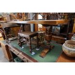 A small oak refectory type table, 152.5cm long.