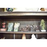 A small collection of sculptures and similar, to include a bronze mermaid, signed 'John Letts' and