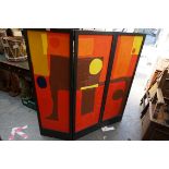 Manner of Patrick Heron, a painted three fold screen, the whole 137.5 x 134cm.