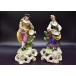 A pair of Samson porcelain figures of musicians, 27cm high, (restorations).