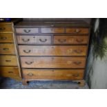 A George III oak chest of drawers, 108cm wide x 48cm deep x 109cm high.