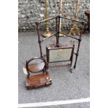 Two antique mahogany toilet mirrors; together with a towel airer.