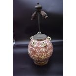 An eastern pottery table lamp, total height 55cm.