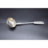 An Imperial Russian .84 silver soup ladle, by Ivan Morozov, St Petersburg, stamped A H, 30cm, 199g.