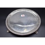 A Victorian silver circular tray, having gadrooned edge, by Henry Wilkinson & Co, Sheffield 1846,