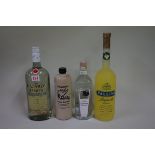 A 1 litre bottle of Bacardi Limon; together with a 1 litre bottle of Pallini Limoncelo liqueur; a