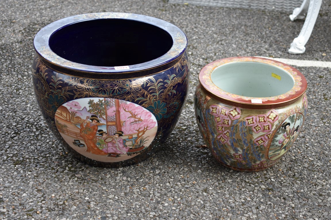 (LC) Two oriental ceramic jardinieres.