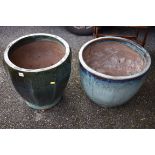 (LC) A pair of ceramic garden pots.