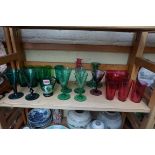 A collection of Victorian coloured glass.