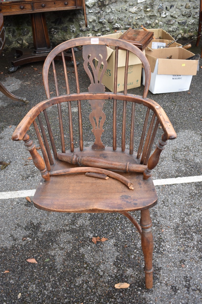 An antique Windsor armchair, (a.f.).