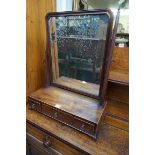 A George III mahogany and line inlaid box base toilet mirror, 49cm wide.