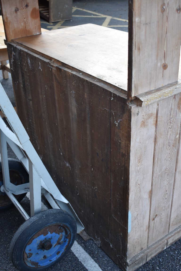 A pitch pine dresser and rack, 112cm wide x 61.5cm deep. - Image 4 of 4