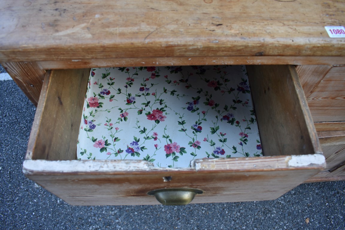 A pitch pine dresser and rack, 112cm wide x 61.5cm deep. - Image 2 of 4